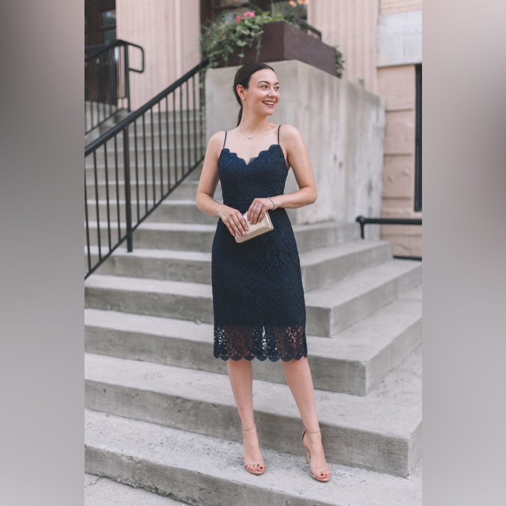 J. Crew Navy Lace Midi Dress